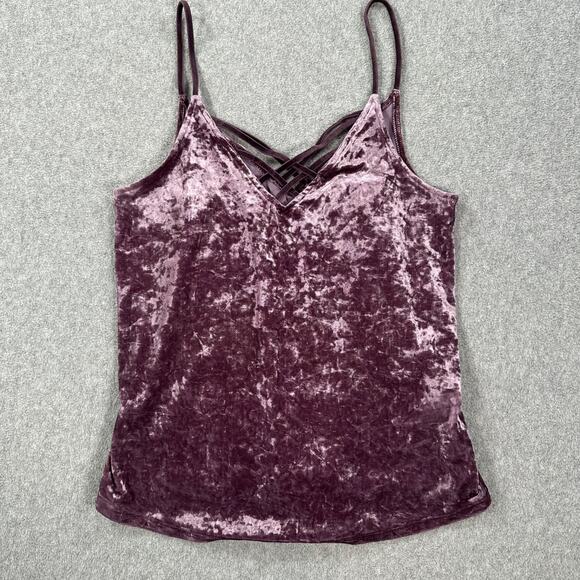 American Eagle Outfitters Crushed Velvet Cami Top Size Small Strappy Crossover - Picture 1 of 7